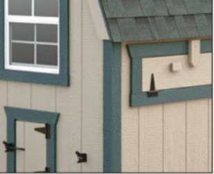 Buckskin Siding with Green Trim