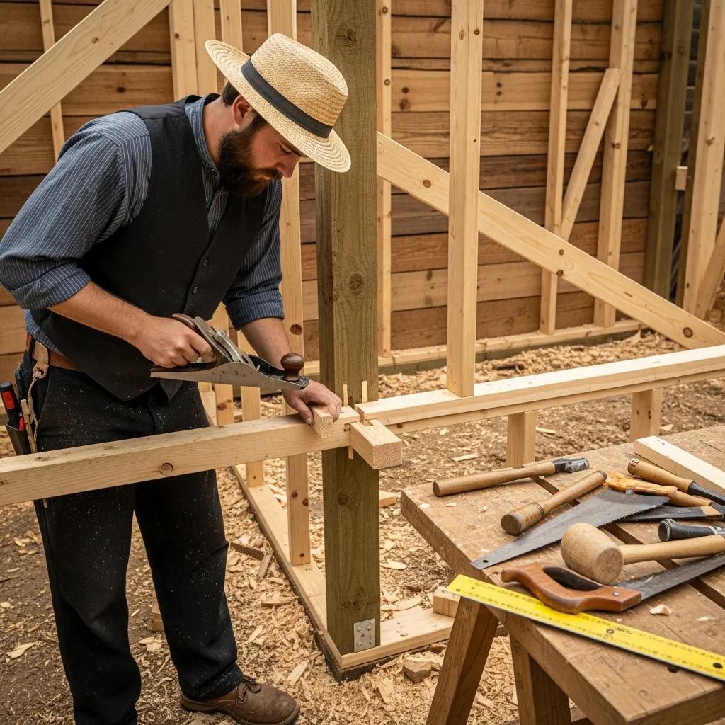 Amish woodworker building an outdoor shed | Amish Sheds | Roosters Amish Sheds, WV