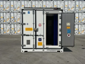 20 foot, 40 foot, standard, high cube, refrigerated container front view small door open