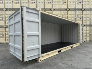 20ft open side container corner view side doors open